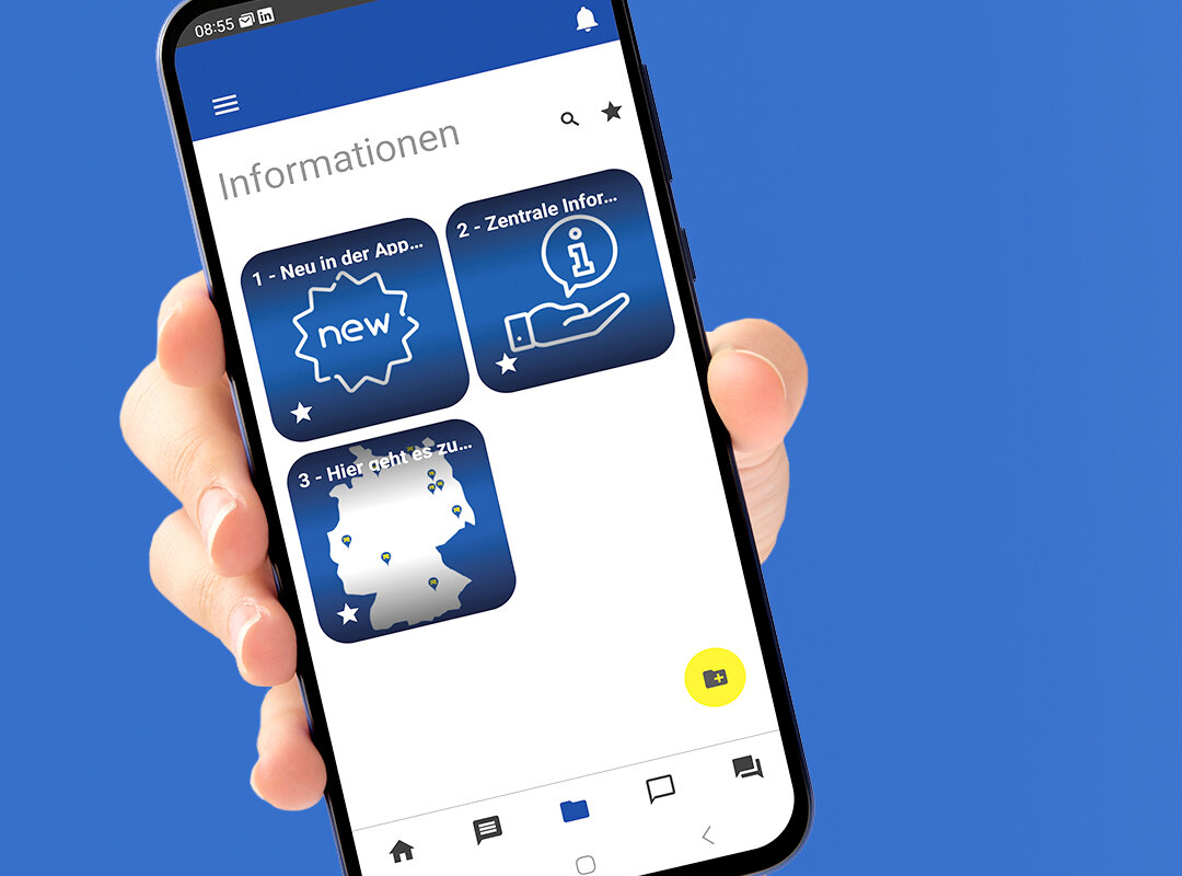 Ein Smartphone mit der Rieck App.